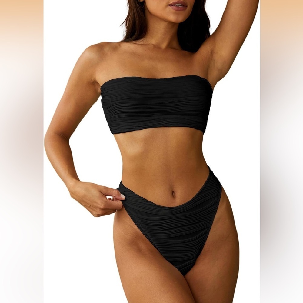 ZAFUL Strapless Textured Bandeau
Bikini 2 Piece Cheeky Solid Lace Up M/467-bb3
